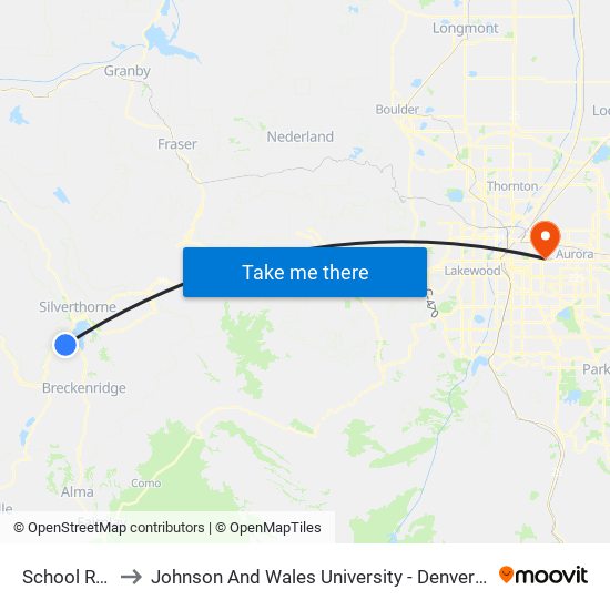 School Road to Johnson And Wales University - Denver Campus map