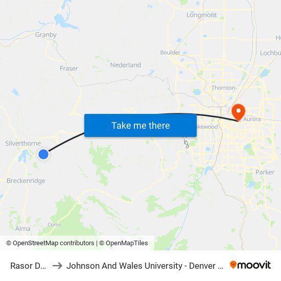 Rasor Drive to Johnson And Wales University - Denver Campus map