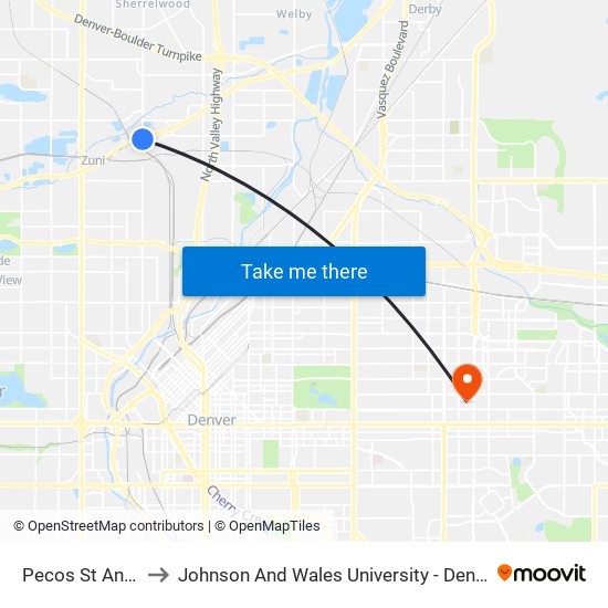 Pecos St And I-76 to Johnson And Wales University - Denver Campus map