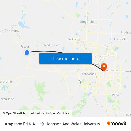 Arapahoe Rd & Alpine Way to Johnson And Wales University - Denver Campus map