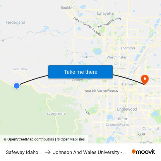 Safeway Idaho Springs to Johnson And Wales University - Denver Campus map