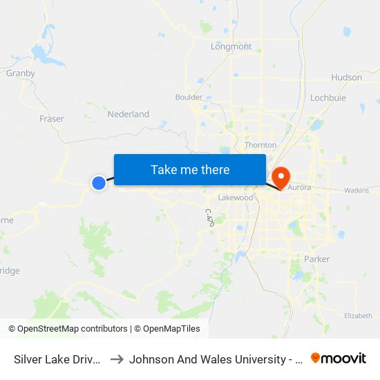 Silver Lake Drive Lawson to Johnson And Wales University - Denver Campus map