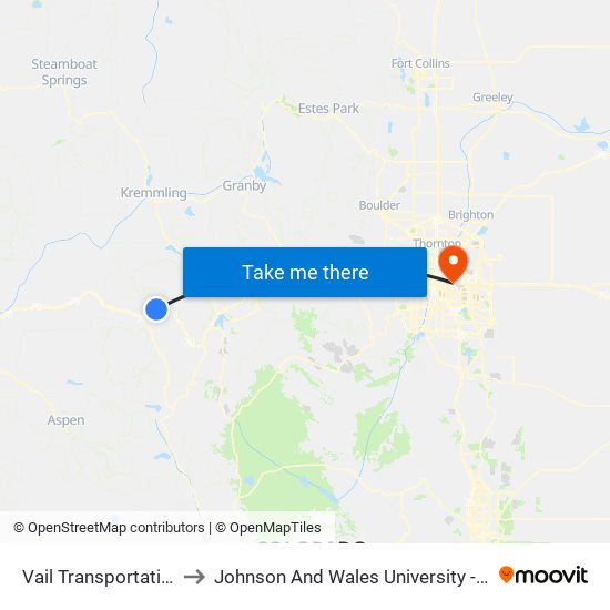 Vail Transportation Center to Johnson And Wales University - Denver Campus map