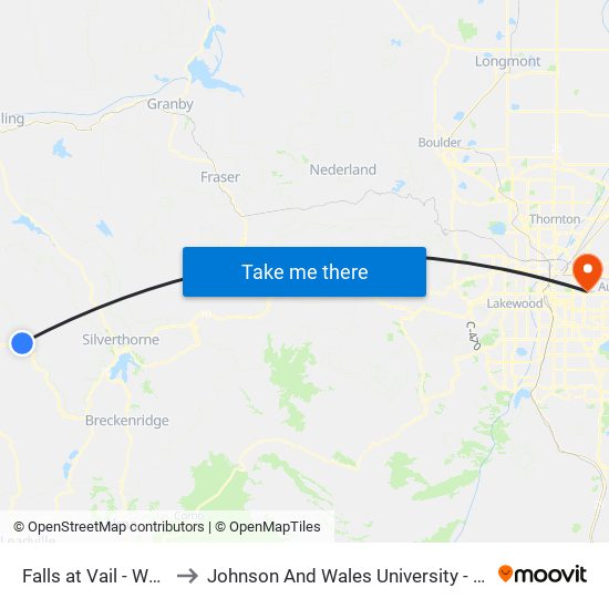 Falls at Vail - Westbound to Johnson And Wales University - Denver Campus map