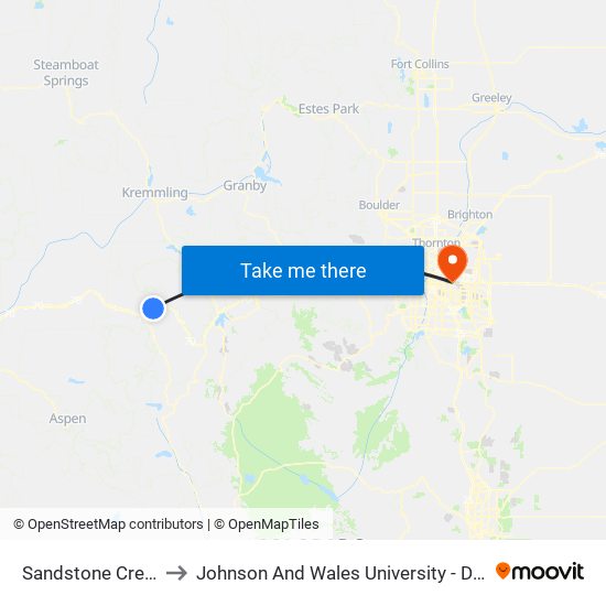 Sandstone Creek Club to Johnson And Wales University - Denver Campus map