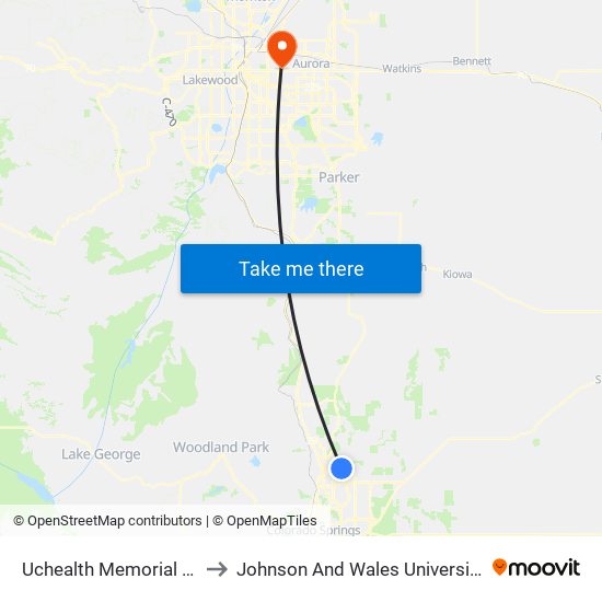 Uchealth Memorial Hospital North to Johnson And Wales University - Denver Campus map