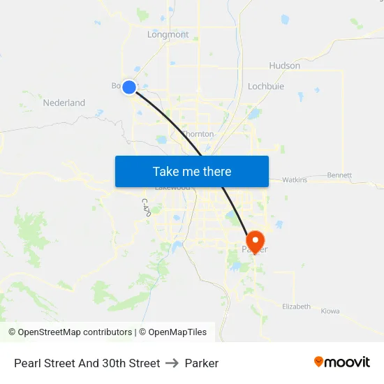 Pearl Street And 30th Street to Parker map