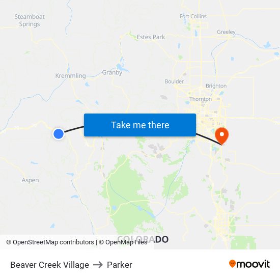 Beaver Creek Village to Parker map