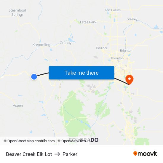 Beaver Creek Elk Lot to Parker map