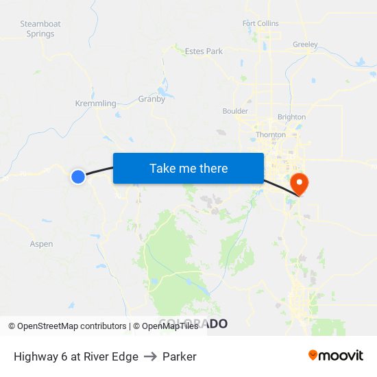 Highway 6 at River Edge to Parker map
