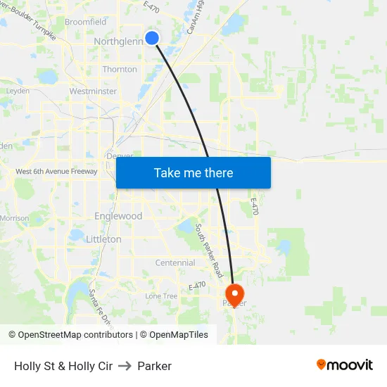 Holly St & Holly Cir to Parker map