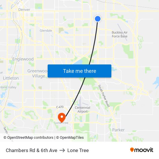 Chambers Rd & 6th Ave to Lone Tree map