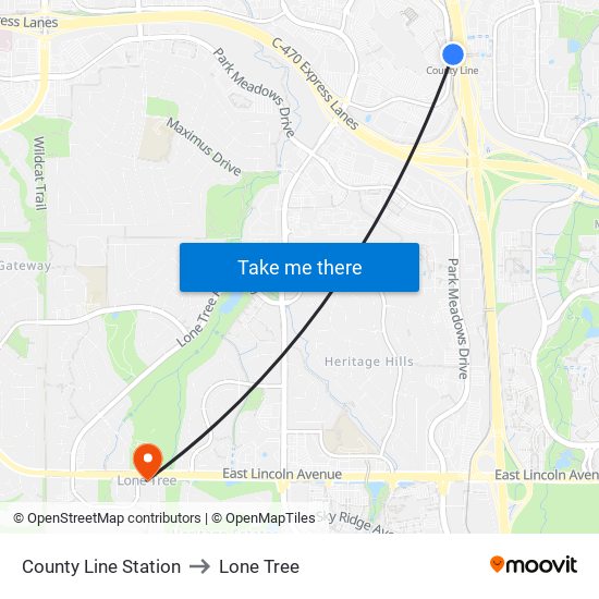 County Line Station to Lone Tree map