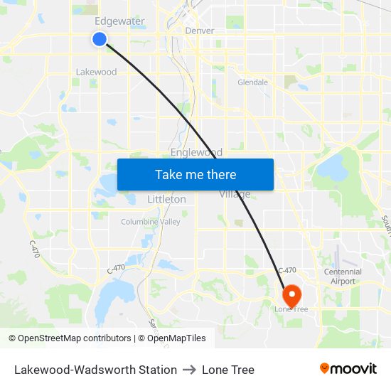 Lakewood-Wadsworth Station to Lone Tree map