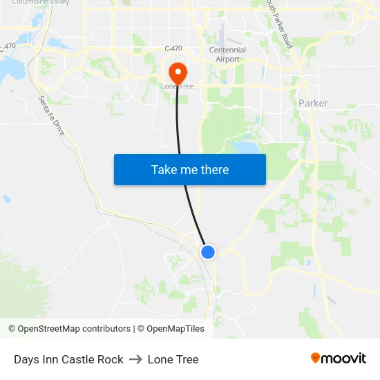 Days Inn Castle Rock to Lone Tree map