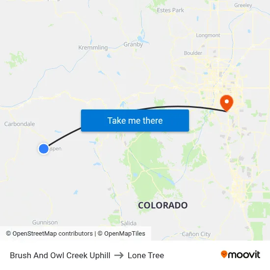 Brush And Owl Creek Uphill to Lone Tree map