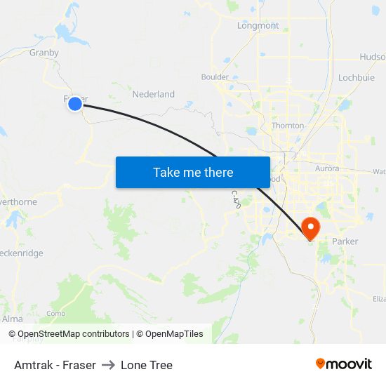 Amtrak - Fraser to Lone Tree map