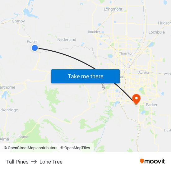 Tall Pines to Lone Tree map