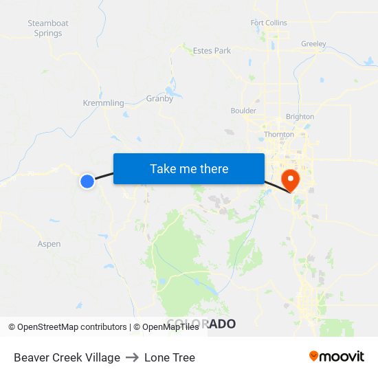 Beaver Creek Village to Lone Tree map