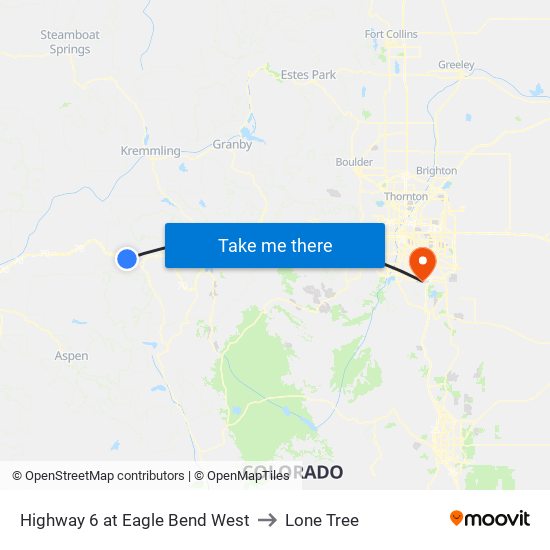Highway 6 at Eagle Bend West to Lone Tree map