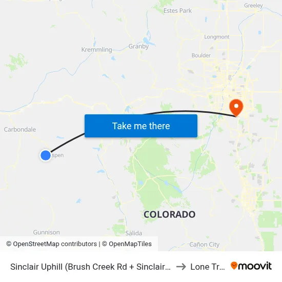 Sinclair Uphill (Brush Creek Rd + Sinclair Rd) to Lone Tree map