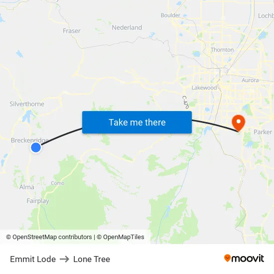 Emmit Lode to Lone Tree map