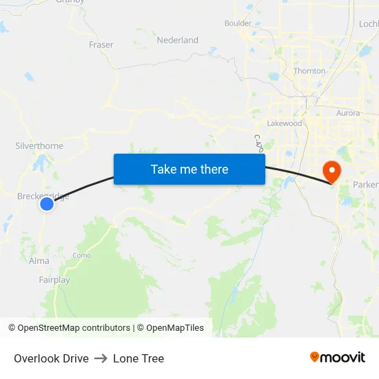 Overlook Drive to Lone Tree map