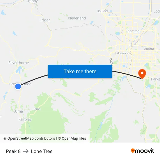 Peak 8 to Lone Tree map
