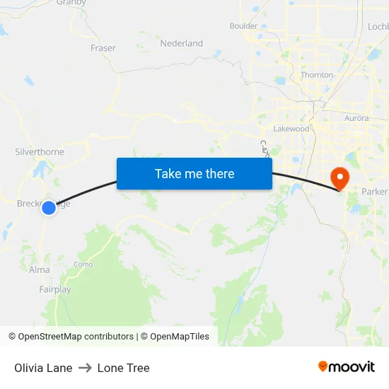 Olivia Lane to Lone Tree map