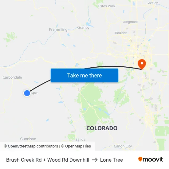 Brush Creek Rd + Wood Rd Downhill to Lone Tree map