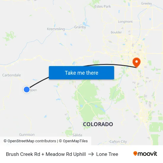 Brush Creek Rd + Meadow Rd Uphill to Lone Tree map