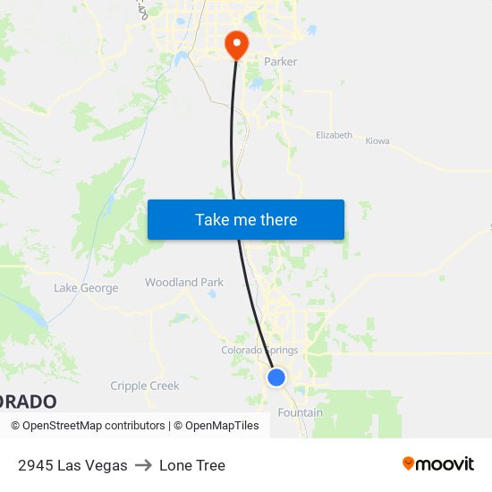 2945 Las Vegas to Lone Tree map
