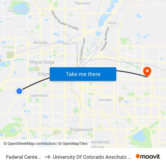 Federal Center Station to University Of Colorado Anschutz Medical Campus map