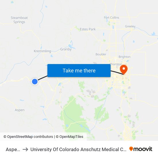 Aspens to University Of Colorado Anschutz Medical Campus map