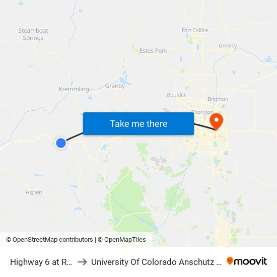 Highway 6 at River Edge to University Of Colorado Anschutz Medical Campus map