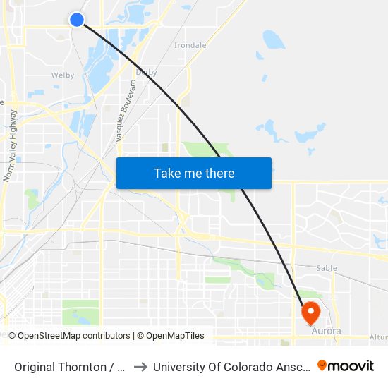 Original Thornton / 88th Ave Station to University Of Colorado Anschutz Medical Campus map