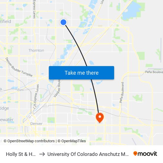 Holly St & Holly Cir to University Of Colorado Anschutz Medical Campus map