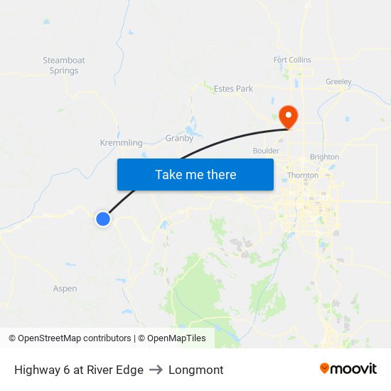 Highway 6 at River Edge to Longmont map