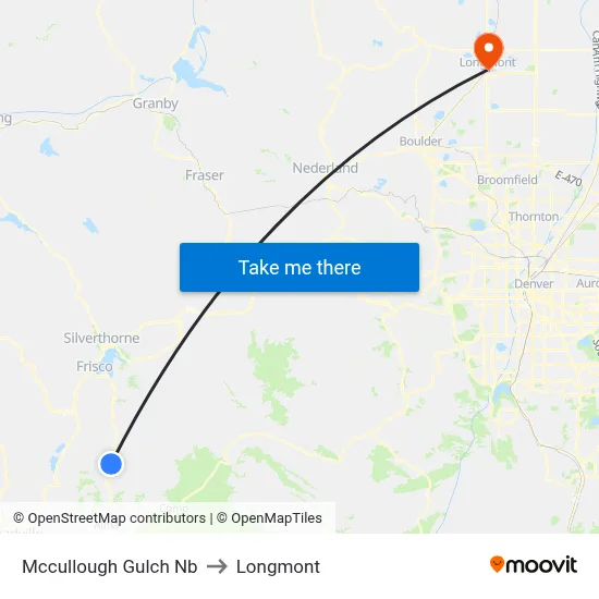 Mccullough Gulch Nb to Longmont map