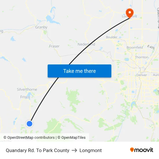 Quandary Rd. To Park County to Longmont map