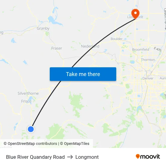 Blue River Quandary Road to Longmont map
