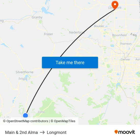 Main & 2nd Alma to Longmont map
