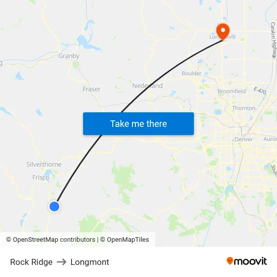 Rock Ridge to Longmont map