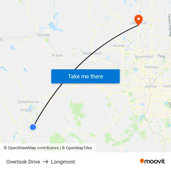 Overlook Drive to Longmont map
