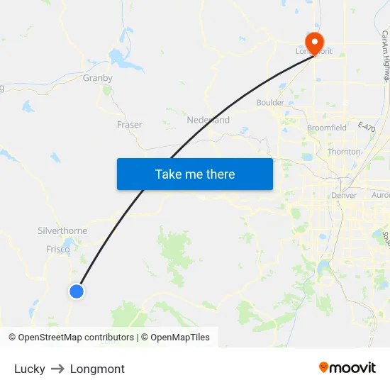 Lucky to Longmont map