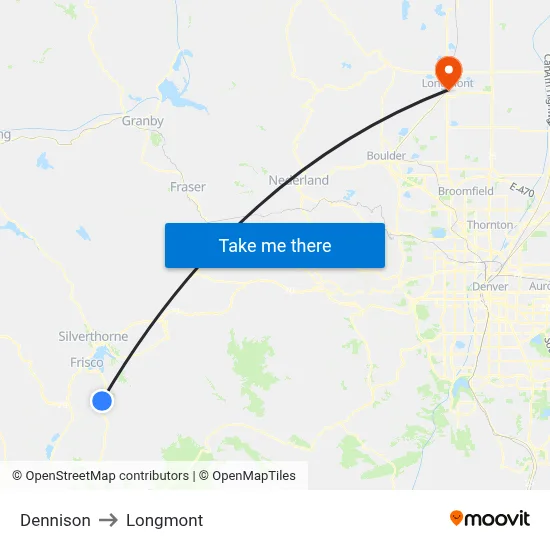 Dennison to Longmont map