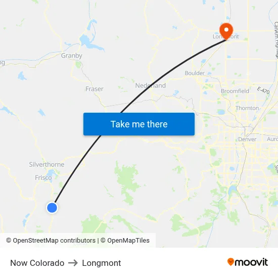 Now Colorado to Longmont map