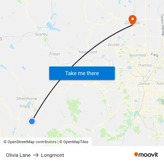 Olivia Lane to Longmont map