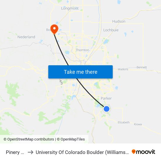 Pinery Pnr to University Of Colorado Boulder (Williams Village) map