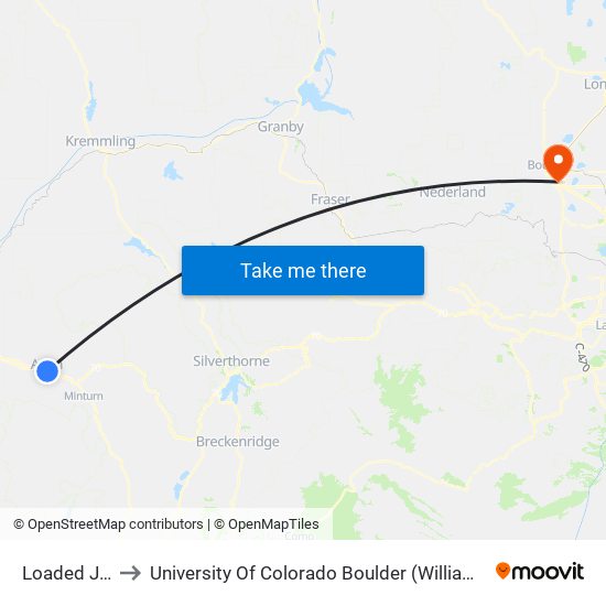 Loaded Joes to University Of Colorado Boulder (Williams Village) map